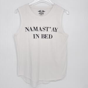 Namast’ay In Bed Sleeveless Cotton Tank Top Medium White Namaste Bed Sleep ￼